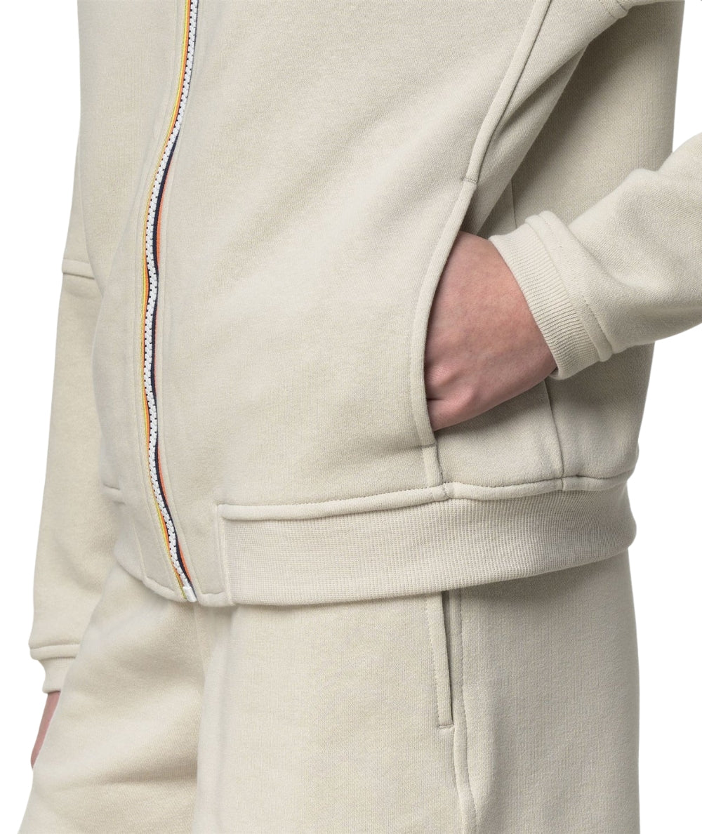 K-way Felpa con Zip e Cappuccio Lara Poly Cotton K4146GW Beige