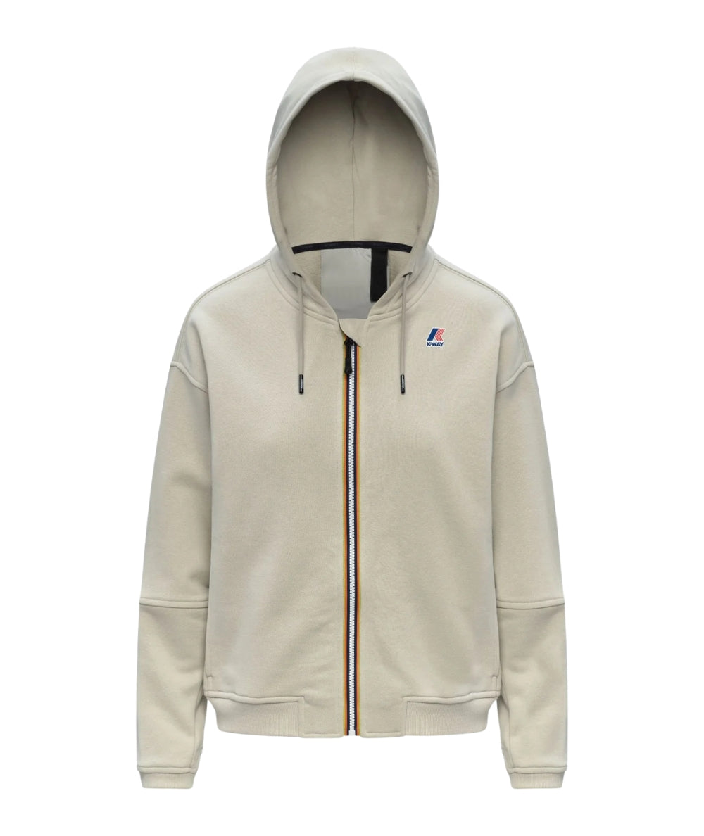 K-way Felpa con Zip e Cappuccio Lara Poly Cotton K4146GW Beige