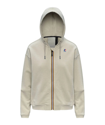 K-way Felpa con Zip e Cappuccio Lara Poly Cotton K4146GW Beige