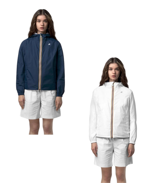 K-way Giacca Corta Reversibile Lil 2.0 Plus Double Blu Bianco