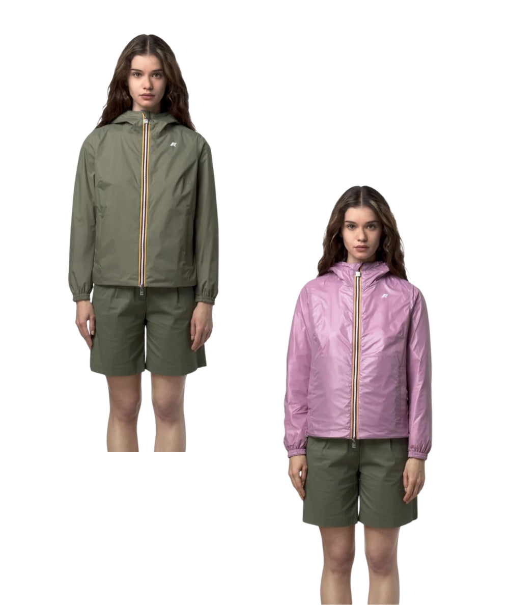 K-way Giacca Corta Reversibile Lil 2.0 Plus Double Verde Lilla 