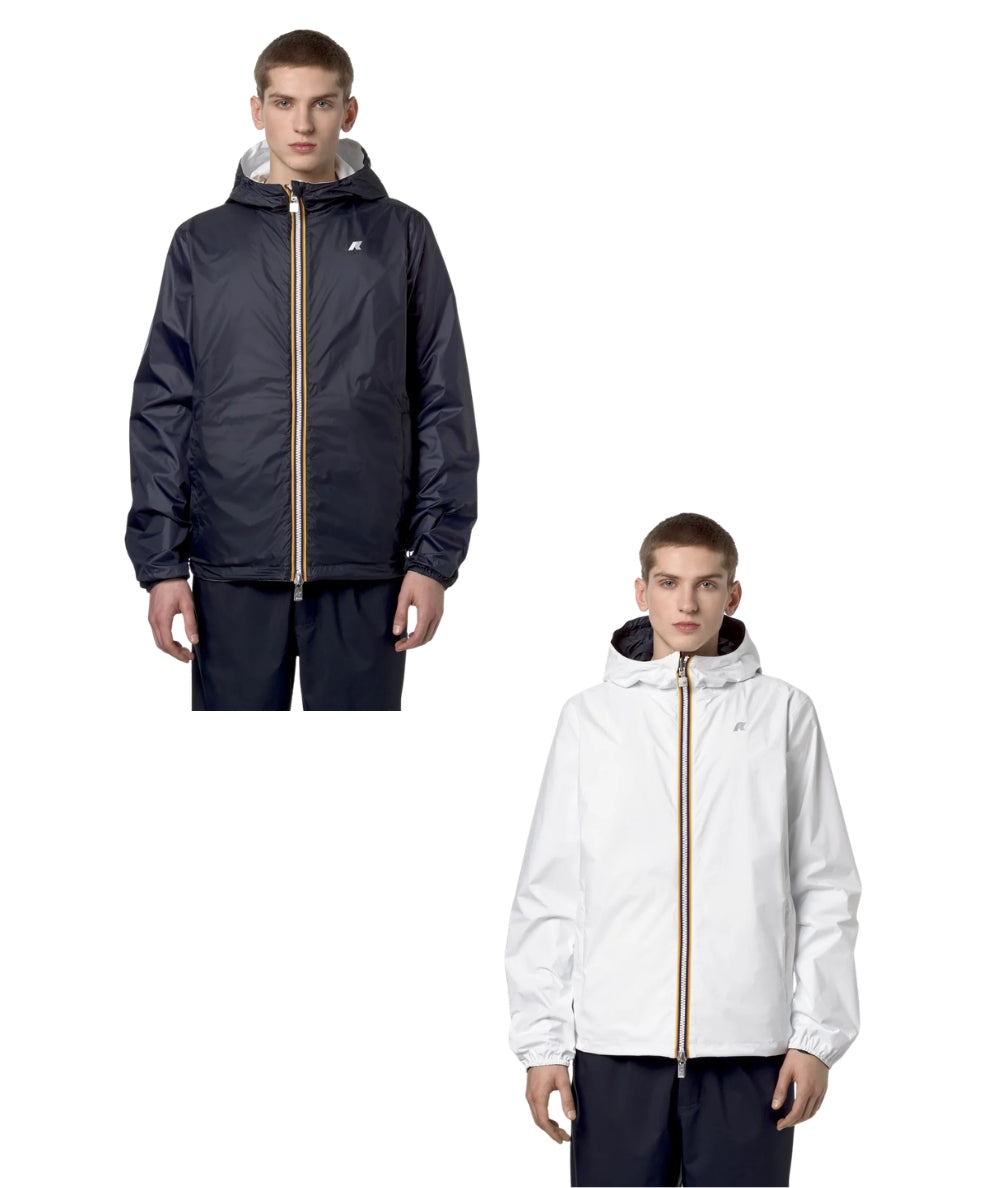 K-way Giacca Corta con Cappuccio Jake Plus 2 Double K2124EW Bianco Blu
