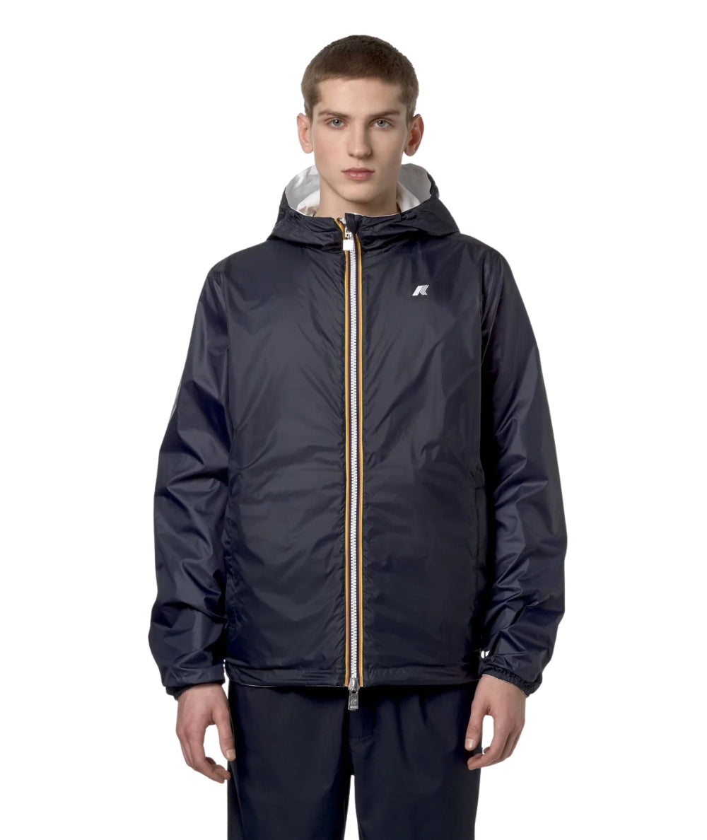 K-way Giacca Corta con Cappuccio Jake Plus 2 Double K2124EW Bianco Blu