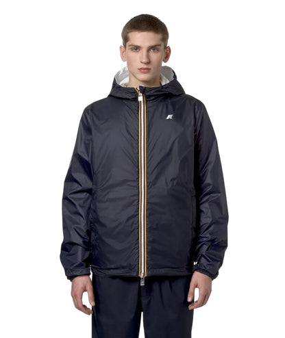 K-way Giacca Corta con Cappuccio Jake Plus 2 Double K2124EW Bianco Blu