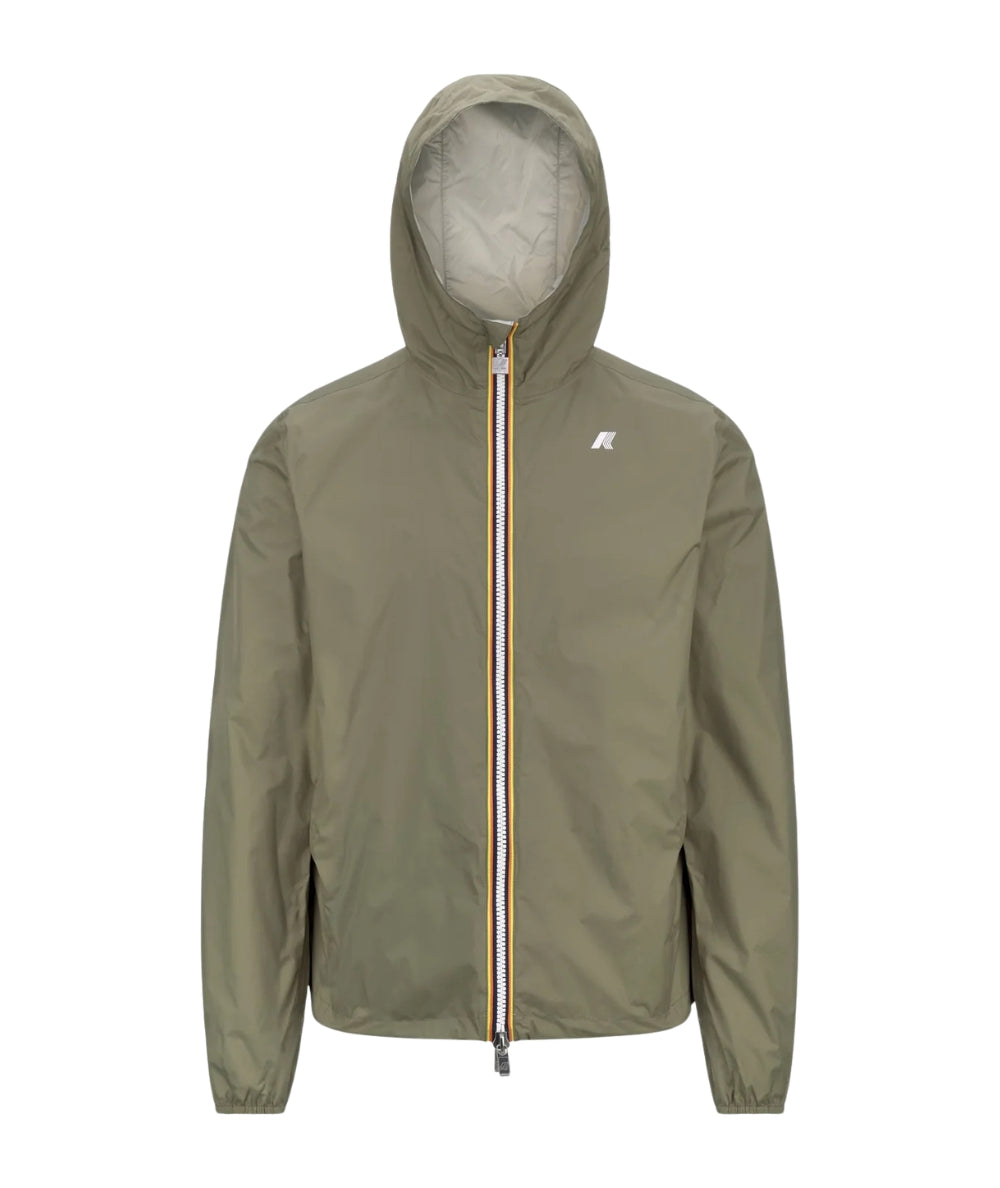 K-way Giacca Corta con Cappuccio Jake Plus 2 Double K2124EW Verde Beige