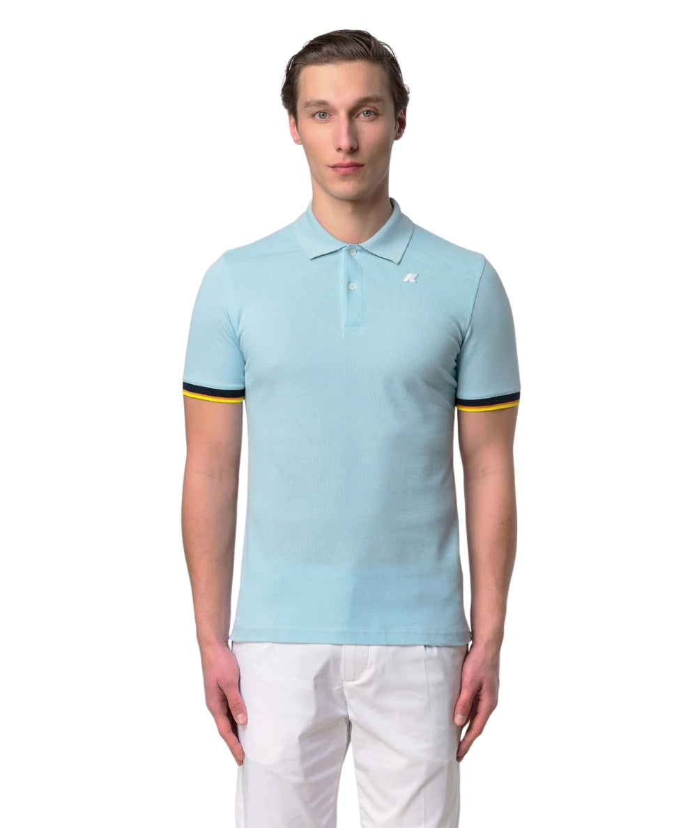 K-way Polo Vincent in Cotone Piquet K1125BW Azzurro