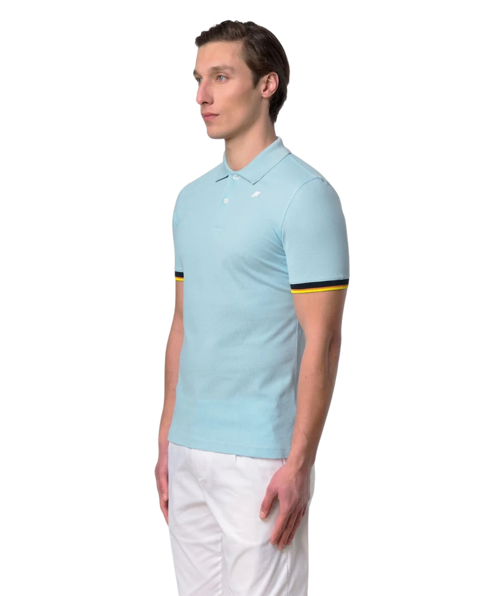 K-way Polo Vincent in Cotone Piquet K1125BW Azzurro