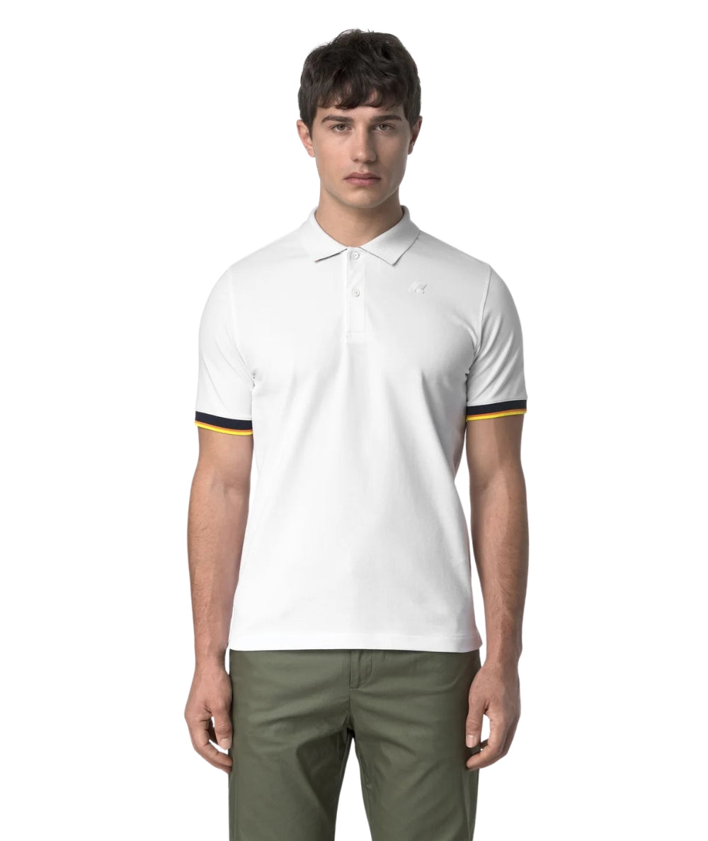 K-way Polo Vincent in Cotone Piquet Stretch K1125BW Bianco