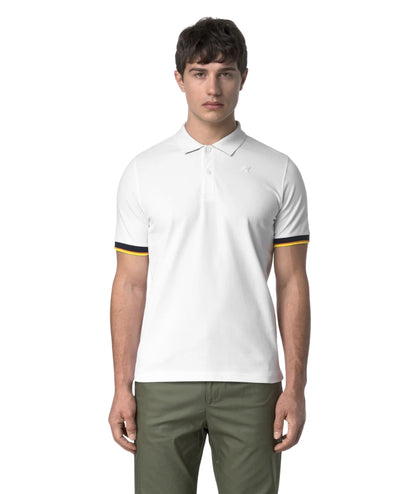 K-way Polo Vincent in Cotone Piquet Stretch K1125BW Bianco