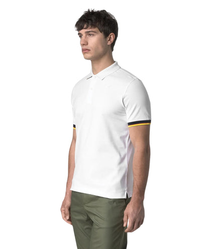 K-way Polo Vincent in Cotone Piquet Stretch K1125BW Bianco