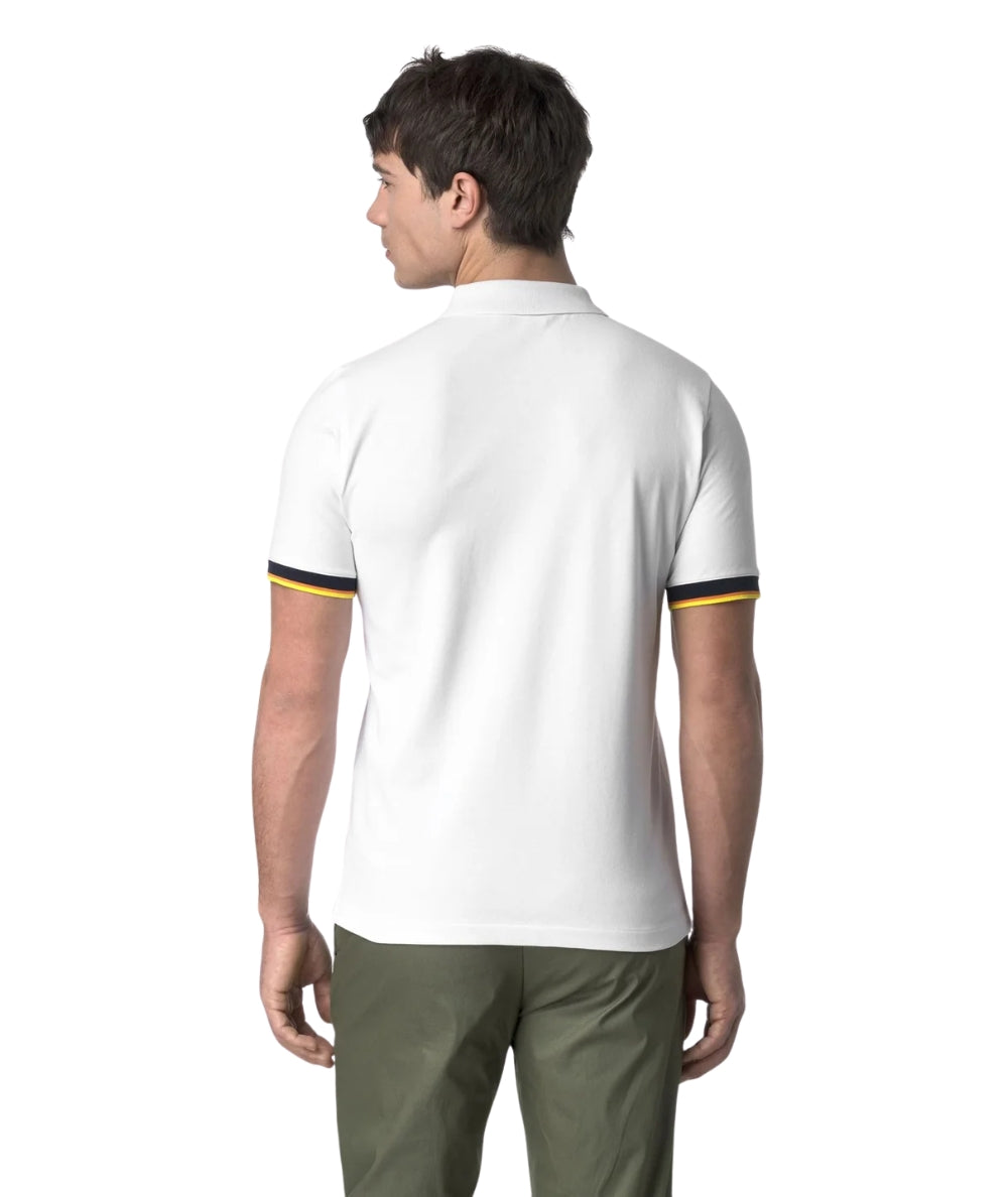 K-way Polo Vincent in Cotone Piquet Stretch K1125BW Bianco