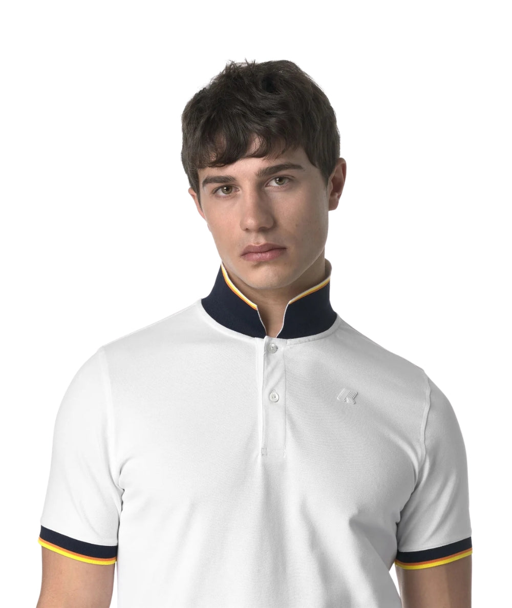 K-way Polo Vincent in Cotone Piquet Stretch K1125BW Bianco