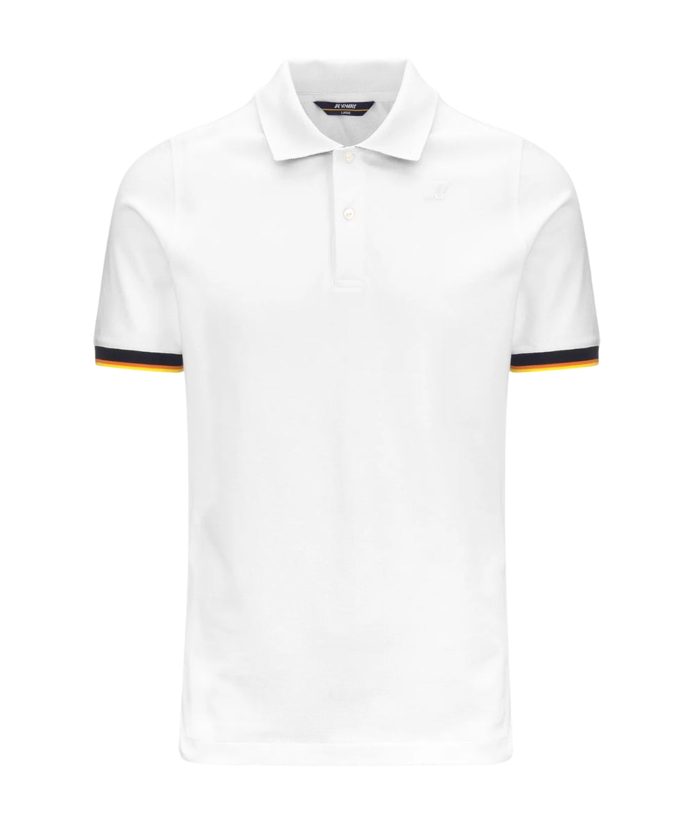 K-way Polo Vincent in Cotone Piquet Stretch K1125BW Bianco
