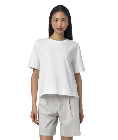 K-way T-shirt Boxy in Jersey di Cotone Selune K2148EW Bianco