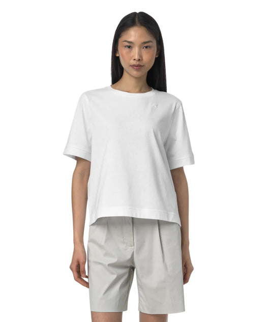 K-way T-shirt Boxy in Jersey di Cotone Selune K2148EW Bianco