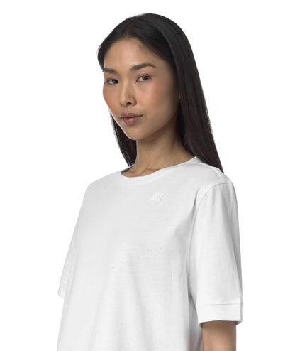 K-way T-shirt Boxy in Jersey di Cotone Selune K2148EW Bianco