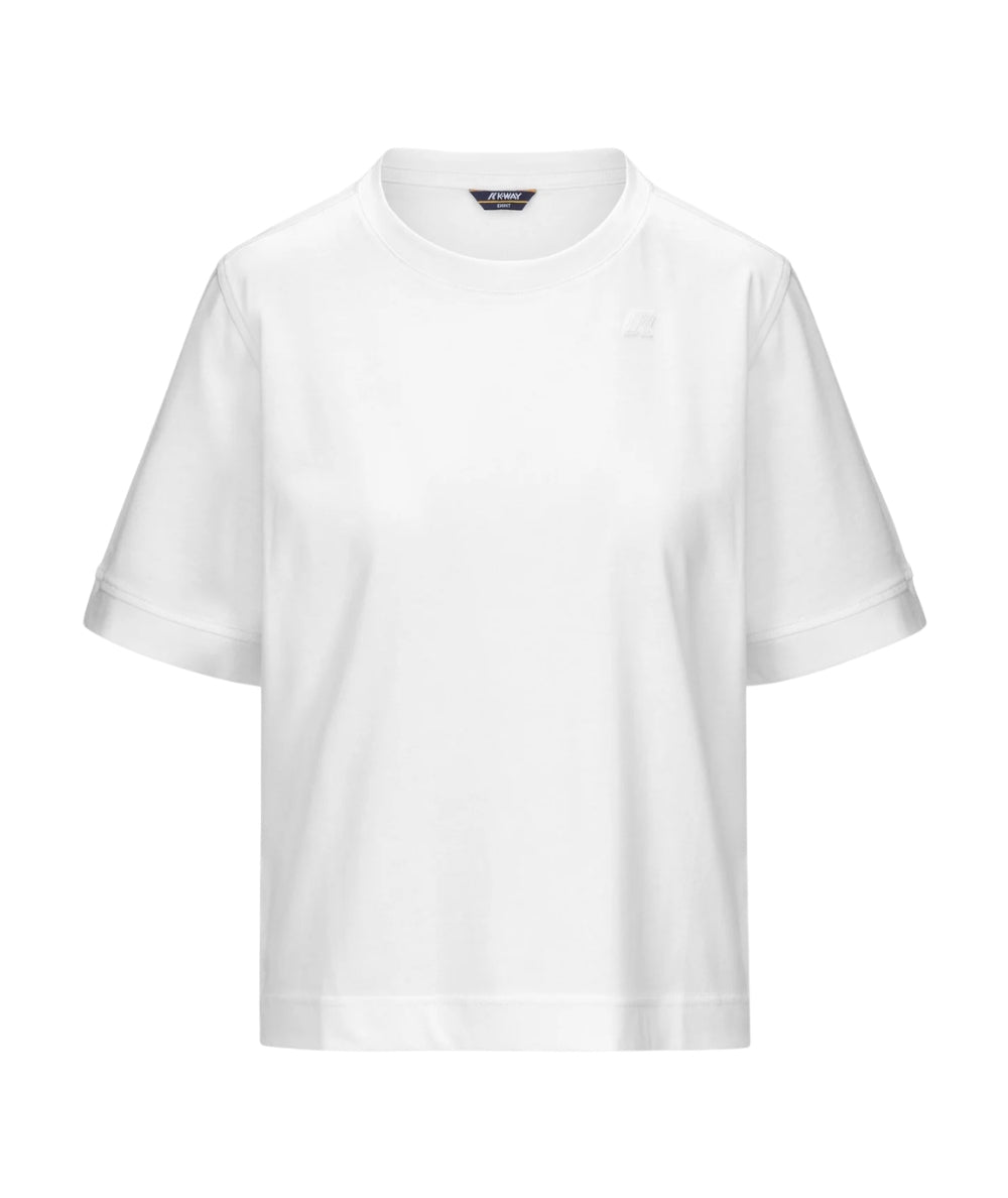 K-way T-shirt Boxy in Jersey di Cotone Selune K2148EW Bianco
