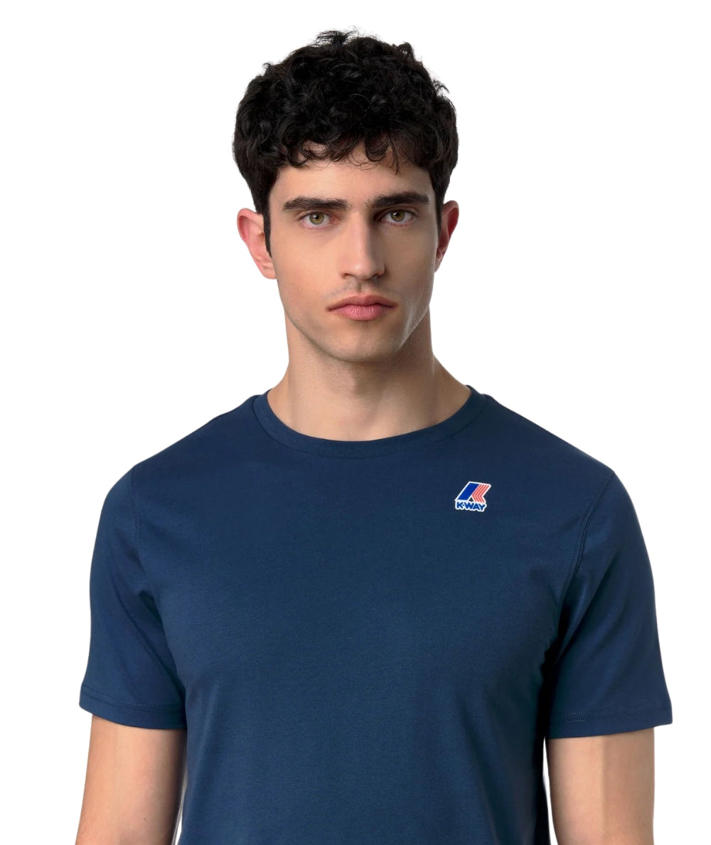 K-way T-shirt Girocollo con Logo Leonide K7142KW Blu Insignia
