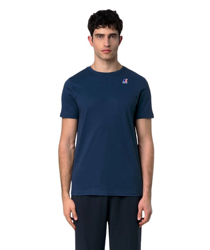 K-way T-shirt Girocollo con Logo Leonide K7142KW Blu Insignia