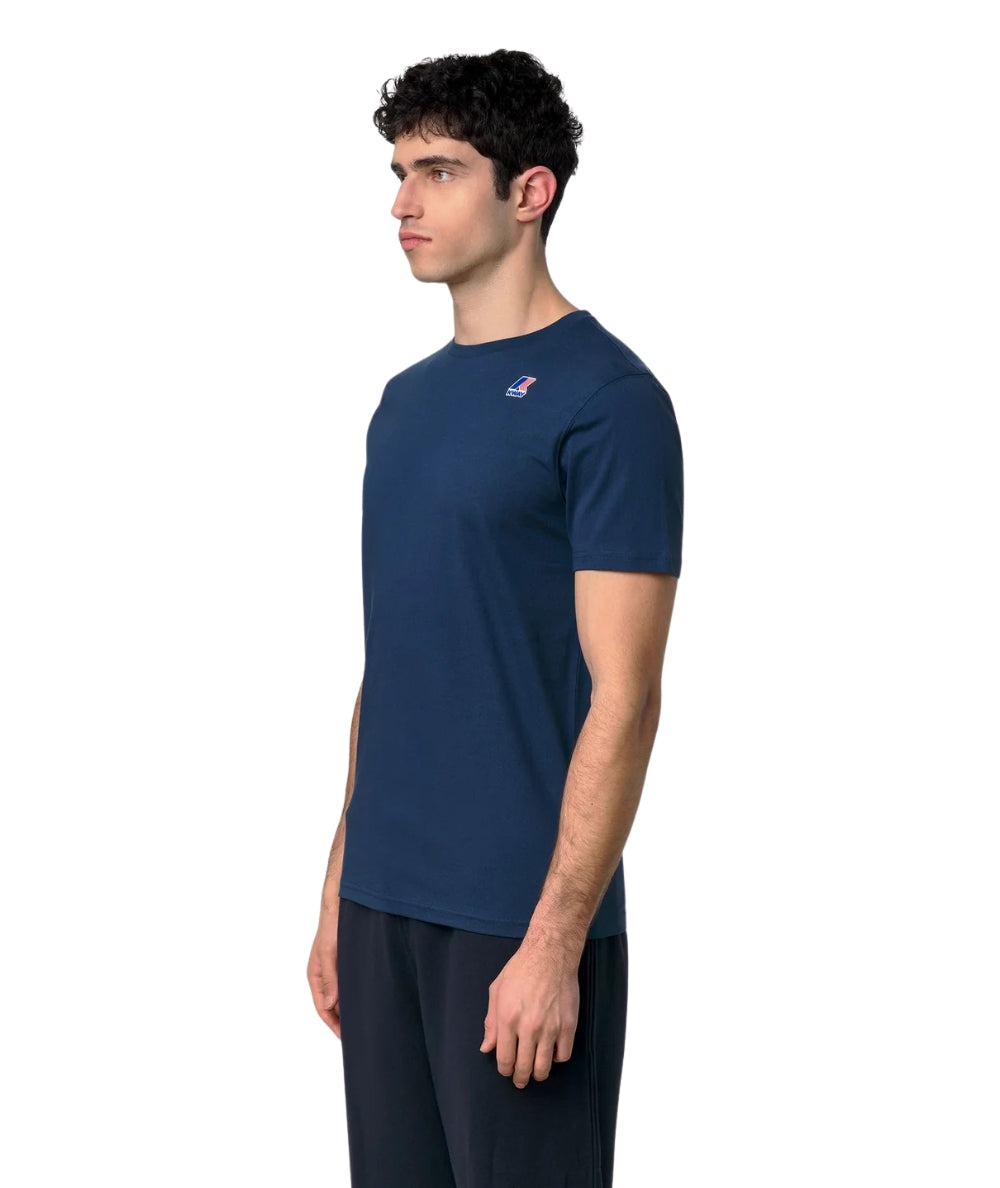 K-way T-shirt Girocollo con Logo Leonide K7142KW Blu Insignia