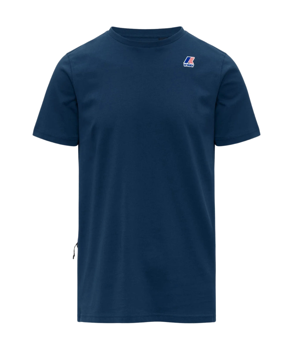 K-way T-shirt Girocollo con Logo Leonide K7142KW Blu Insignia