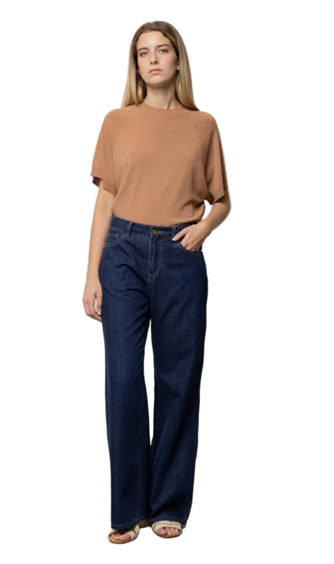 Kaos Denim Jeans a Palazzo in Denim Blu Scuro SP6MP006