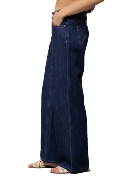 Kaos Denim Jeans a Palazzo in Denim Blu Scuro SP6MP006
