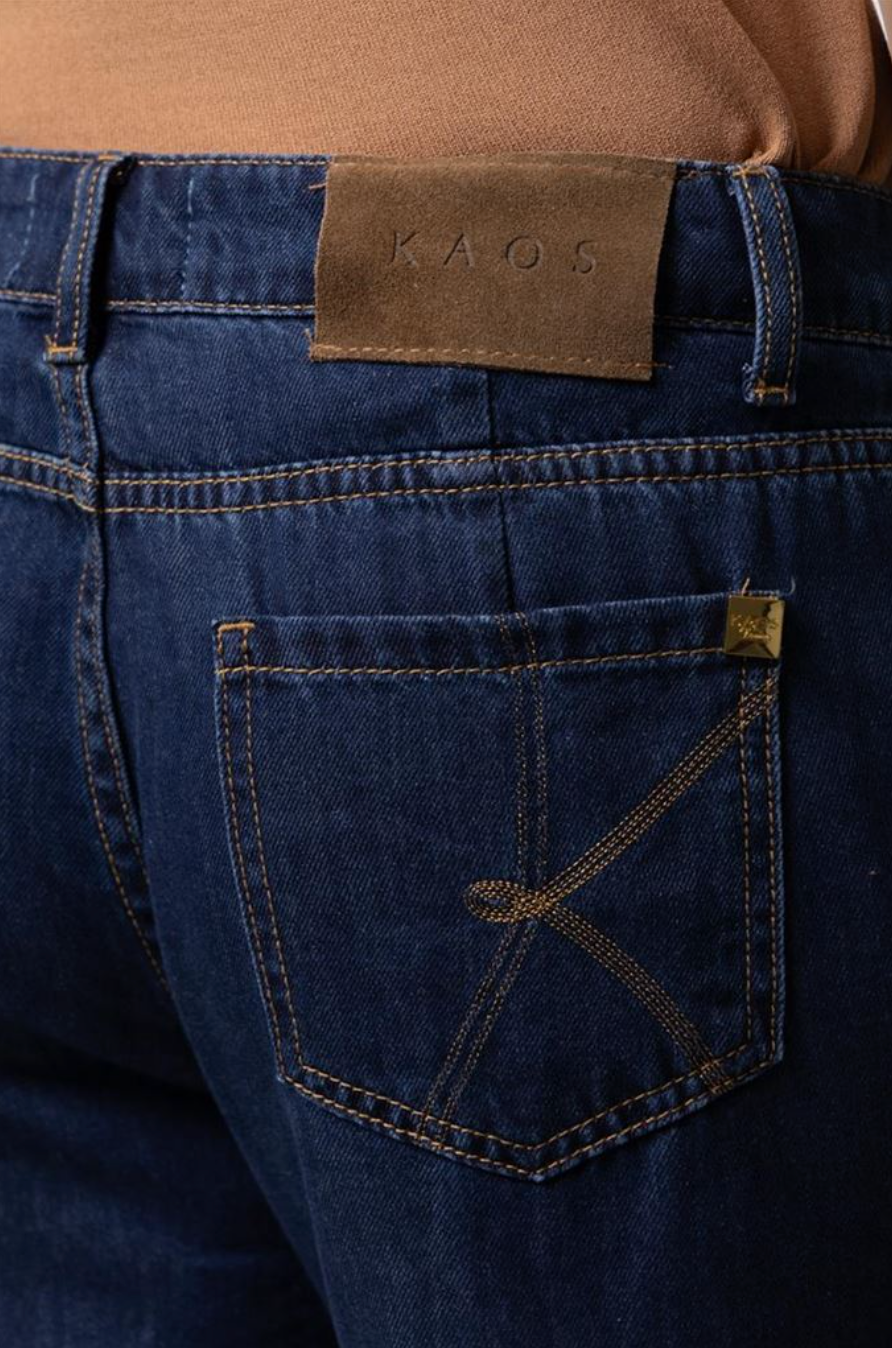 Kaos Denim Jeans a Palazzo in Denim Blu Scuro SP6MP006