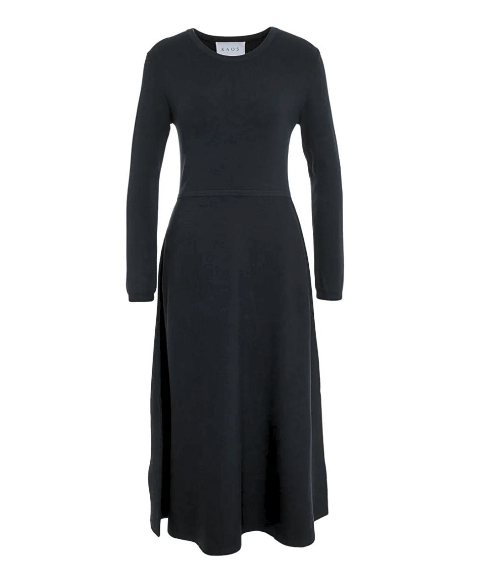 Kaos Fashion Abito Mid in Maglia RI1NT082 Nero