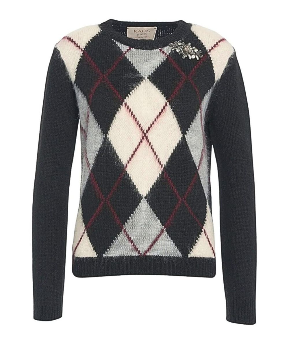 Kaos Jeans Maglione a Losanghe con Spilla RIJFP001 Nero