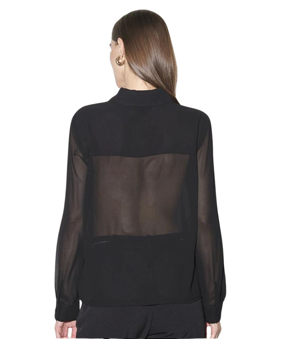 Kaos Fashion Camicia in Voile con Pizzo RI1GX004 Nero