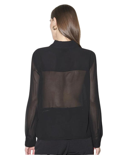 Kaos Fashion Camicia in Voile con Pizzo RI1GX004 Nero