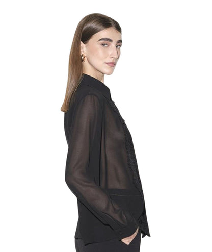 Kaos Fashion Camicia in Voile con Pizzo RI1GX004 Nero