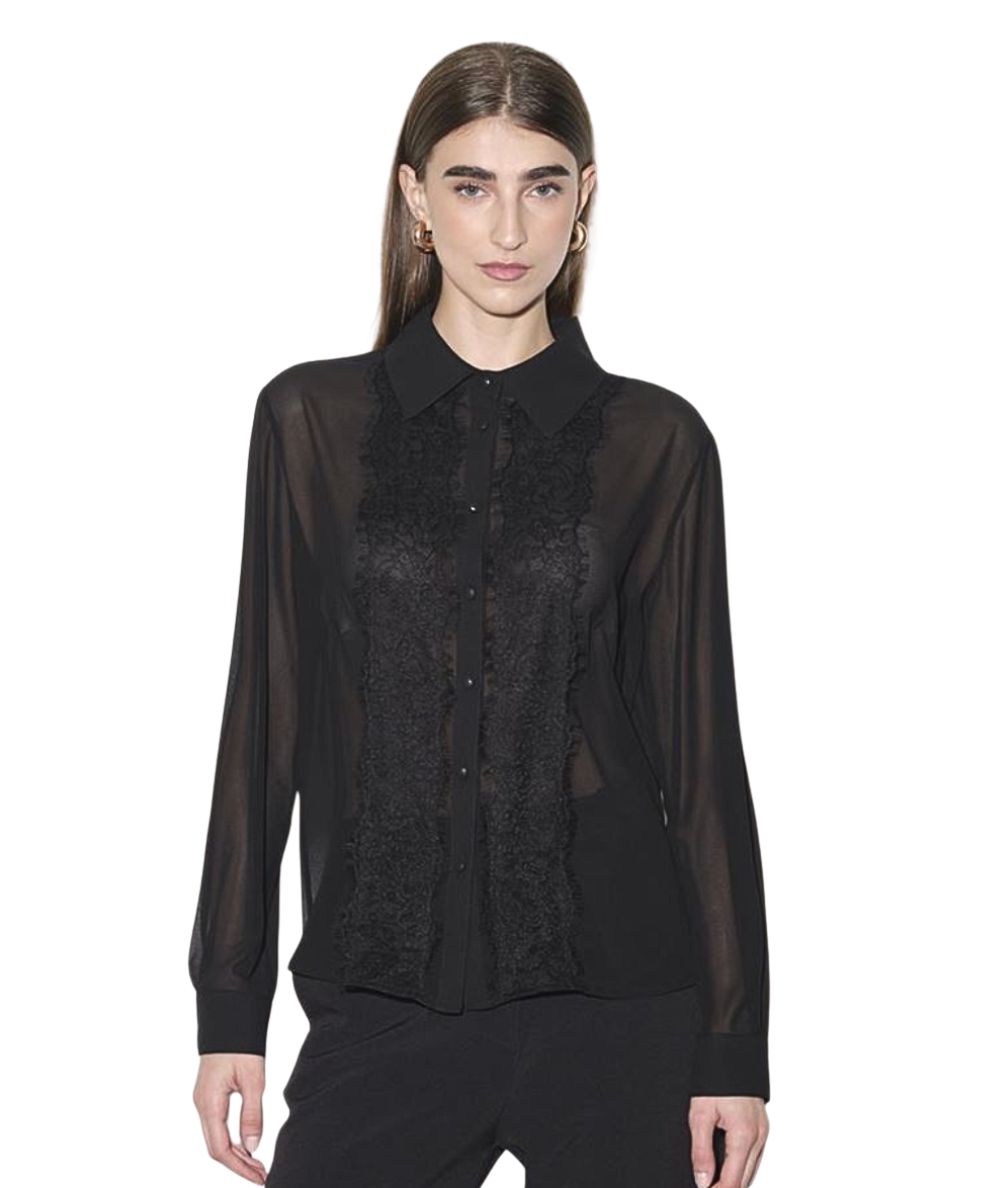 Kaos Fashion Camicia in Voile con Pizzo RI1GX004 Nero