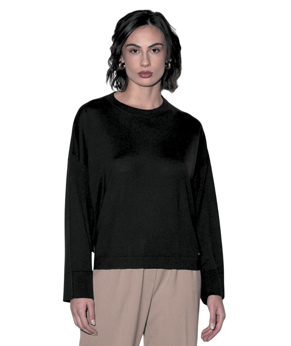 Kaos Fashion Maglia in Lana Merinos RI1NT026 Nero