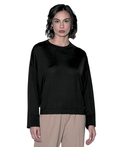 Kaos Fashion Maglia in Lana Merinos RI1NT026 Nero