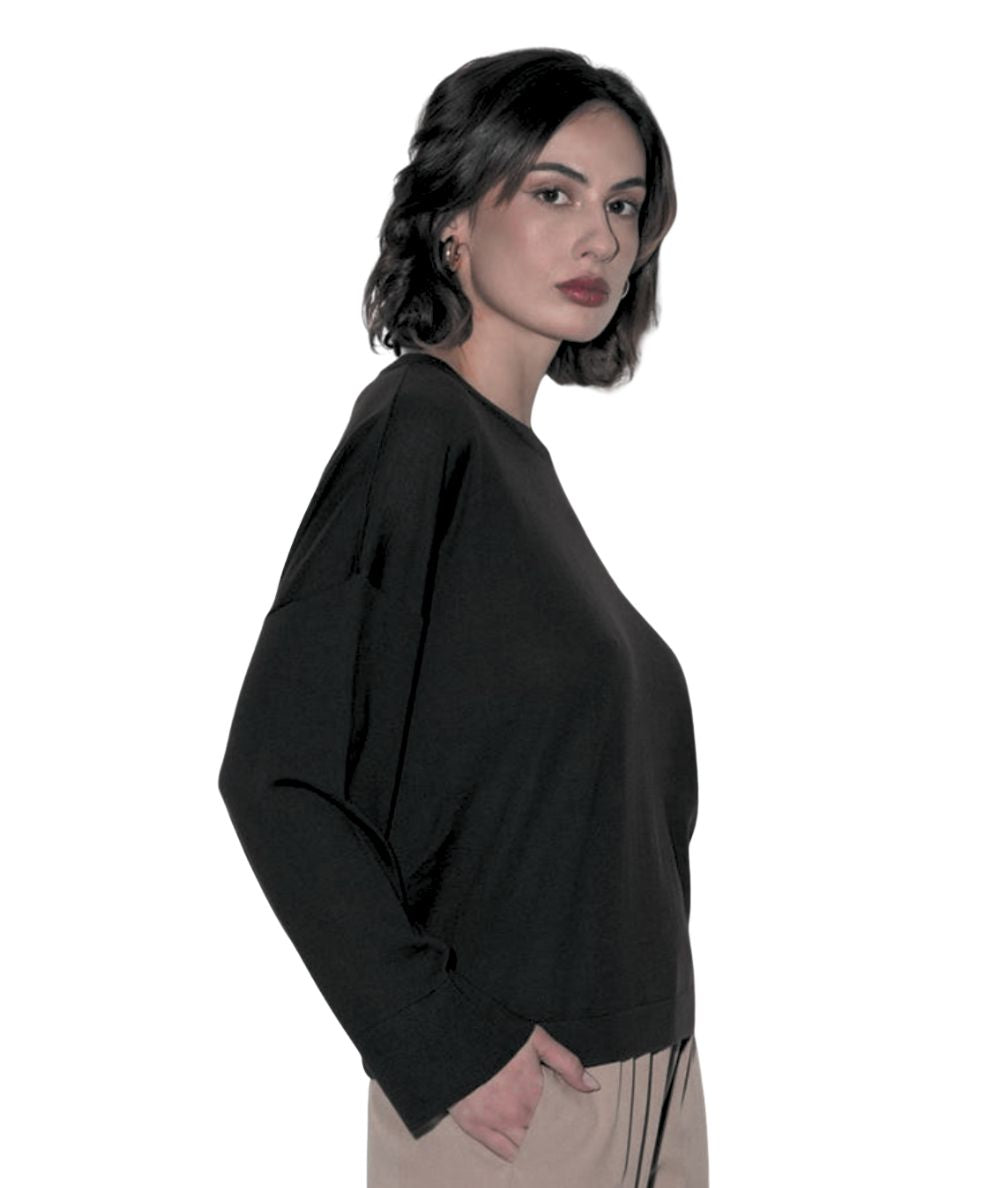 Kaos Fashion Maglia in Lana Merinos RI1NT026 Nero
