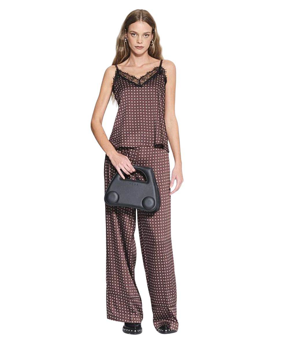 Kaos Jeans Top in Raso con Fantasia Cravatta RIJTZ010 Marrone