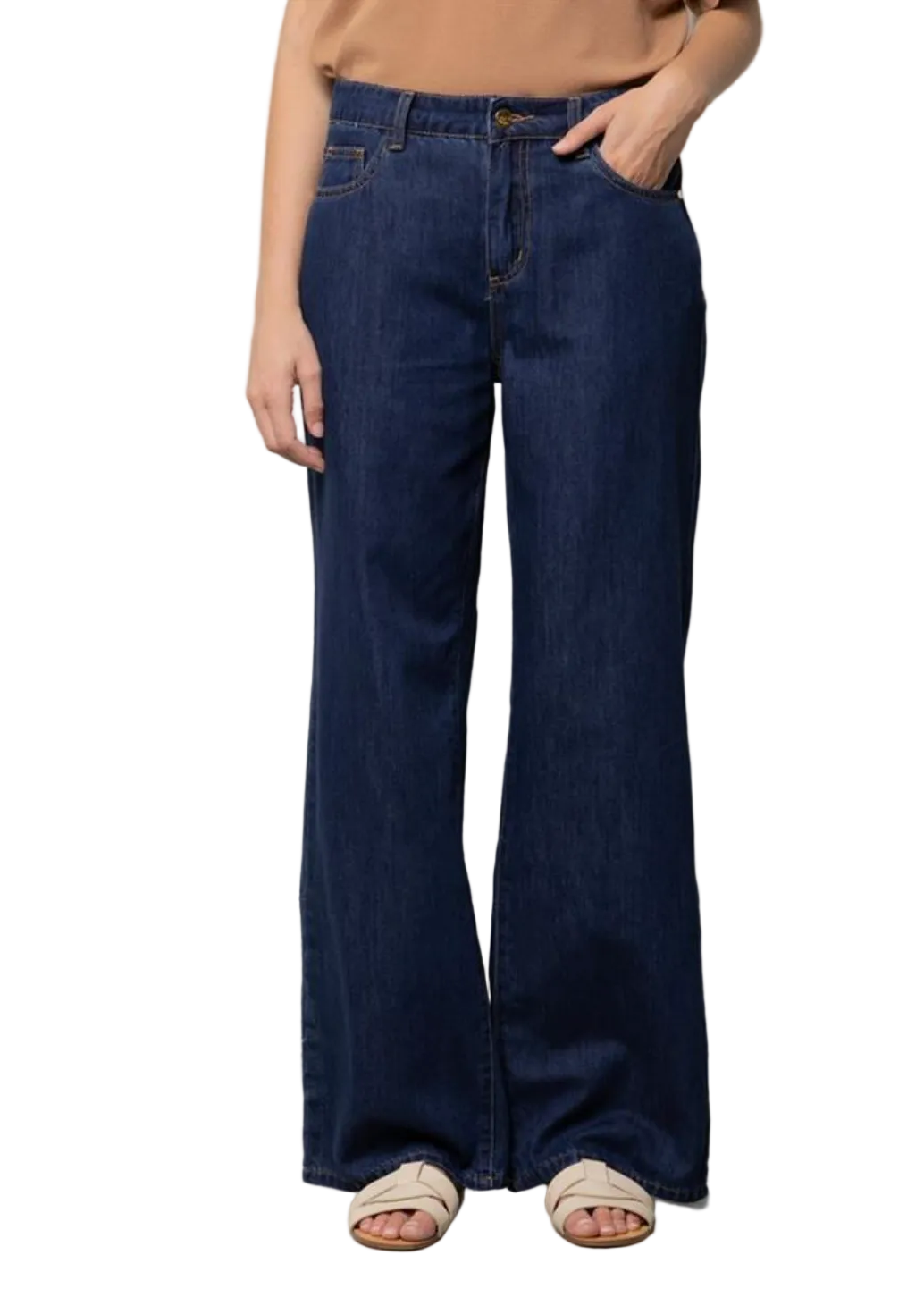 Kaos Denim Jeans a Palazzo in Denim Blu Scuro SP6MP006
