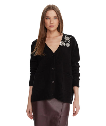 Kaos Fashion Cardigan Scollo a V RI1KT023 Nero