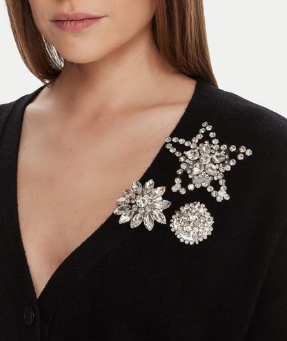 Kaos Fashion Cardigan Scollo a V RI1KT023 Nero