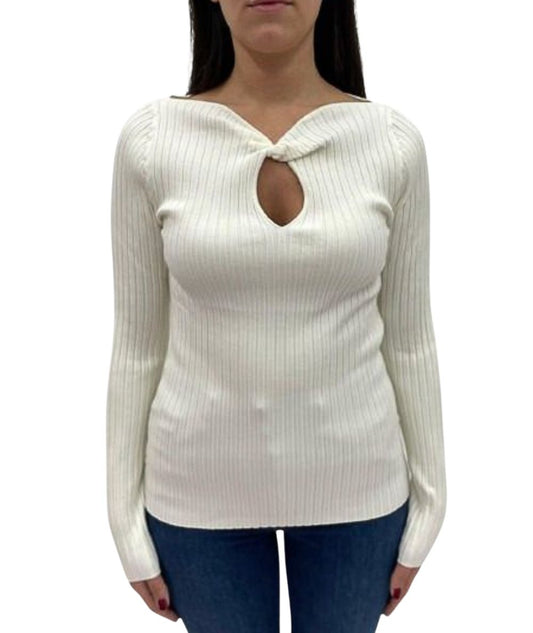 Kaos Fashion Maglia con Dettaglio Cut-Out RI1NT051 Bianco Latte