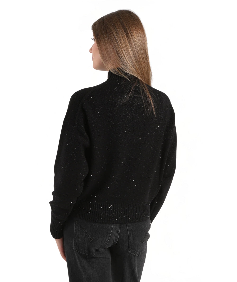 Kaos Fashion Maglione Oversize con Strass RI1KT025 Nero