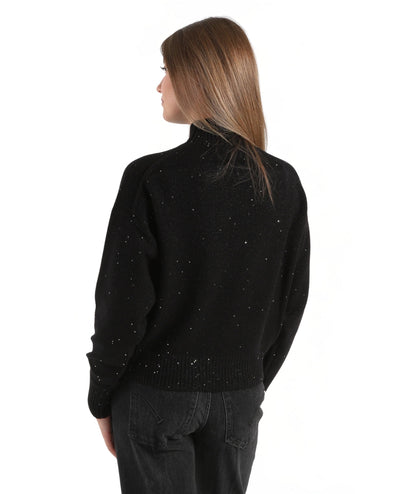 Kaos Fashion Maglione Oversize con Strass RI1KT025 Nero