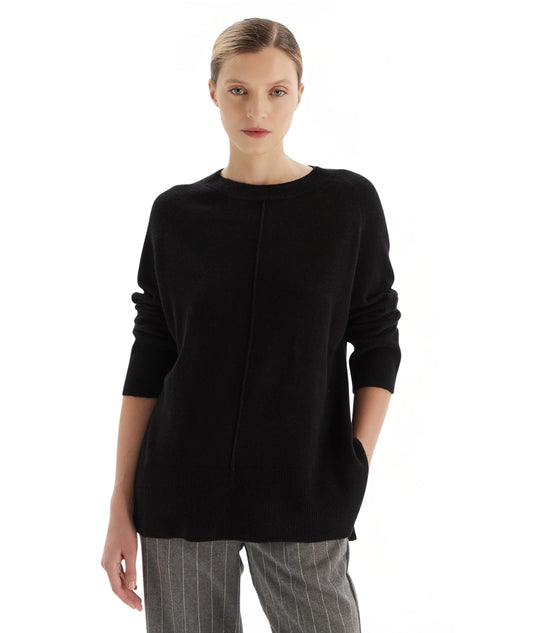 Kaos Fashion Maglione con Spacchi RI1KT003 Nero