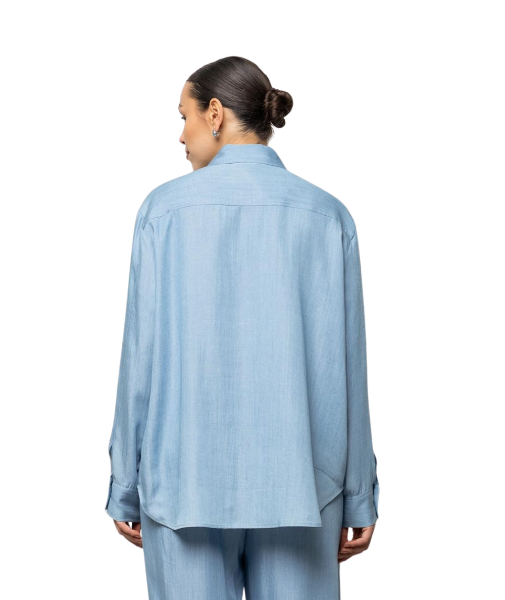 Kaos Jeans Camicia Over con Paillettes SPJNT004 Azzurro