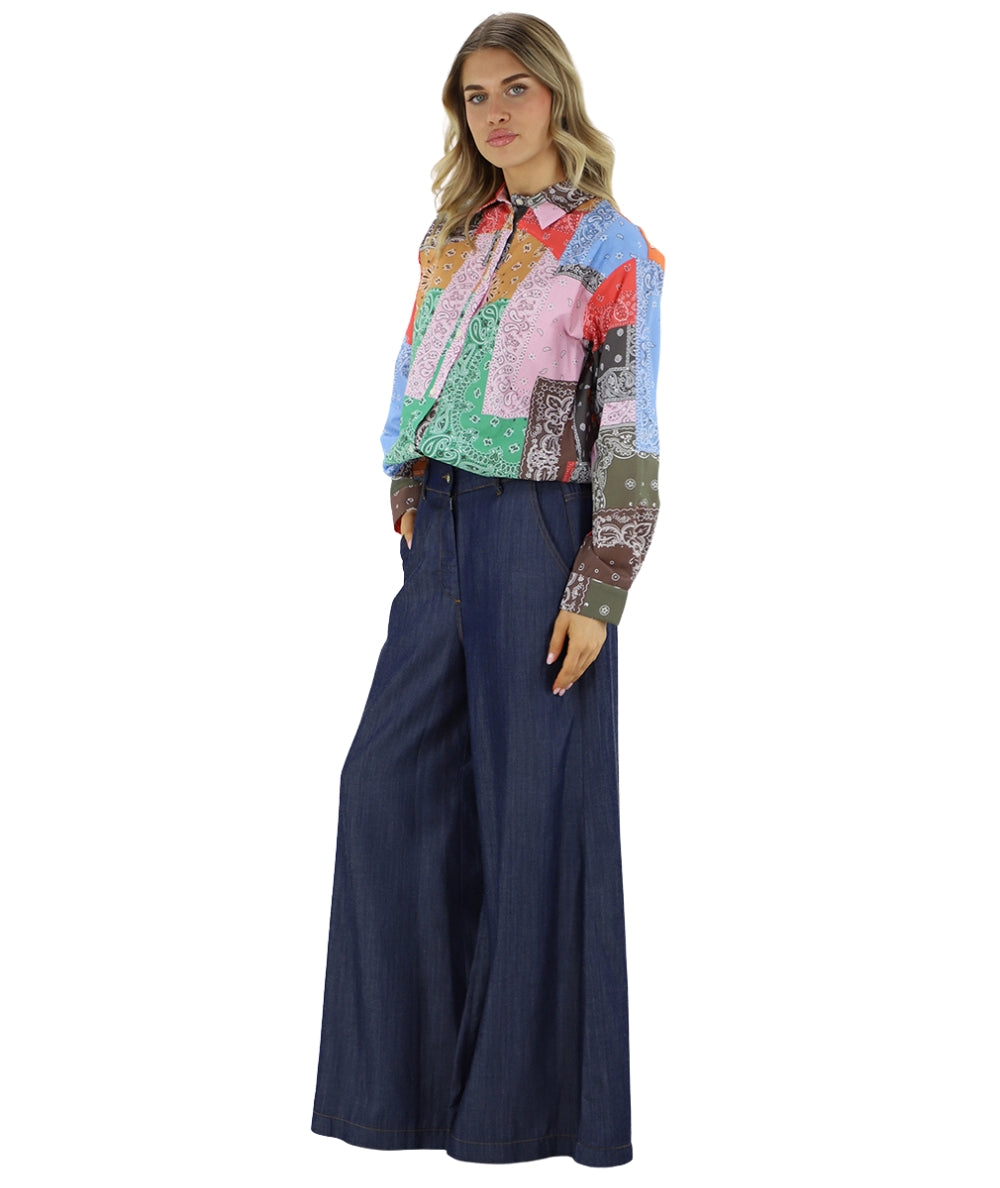 Kaos Jeans Camicia in Cotone con Fantasia Bandana SPJTZ011 Rosso