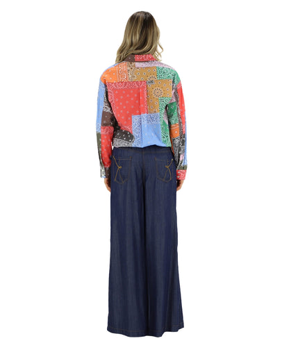 Kaos Jeans Camicia in Cotone con Fantasia Bandana SPJTZ011 Rosso