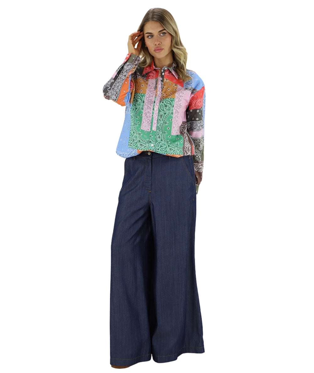 Kaos Jeans Camicia in Cotone con Fantasia Bandana SPJTZ011 Rosso