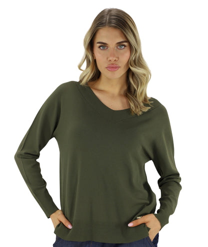 Kaos Jeans Maglia con Scollo a V SPJPT029 Verde Militare